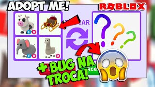 TROCAS NO ADOPT ME COM NOVO TRENÓ DE NATAL VACA ELEFANTE E LHAMA  BUG NA TROCA 😱 ROBLOX [upl. by Walczak512]