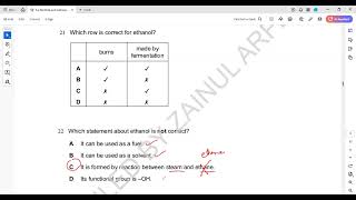 Alcohols and Carboxylic Acid Cambridge IGCSE O level Chemistry MCQs 1 to 28 Lesson 66 part c [upl. by Aceissej]