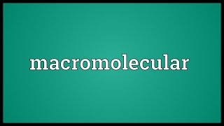 Macromolecular Meaning [upl. by Dash]