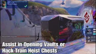 Assist in Opening Vaults or Hack Train Heist Chests  Fortnite Solid Snake Quest [upl. by Navada]