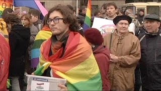 Demonstrators march in St Petersburg against hate and fascism [upl. by Bayless]