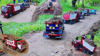 Construction of 60 meters highway by rc team playing happily Nissan 00 Nissan 95 Hyundai Trago KAMAZ [upl. by Anabella]