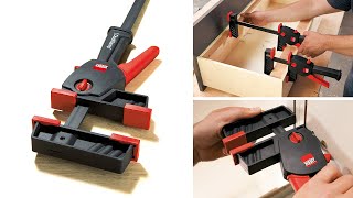 Klemmen met één hand en spreiden door om te schakelen Eénhands lijmtang DuoKlamp DUO  BESSEY [upl. by Oderfigis]