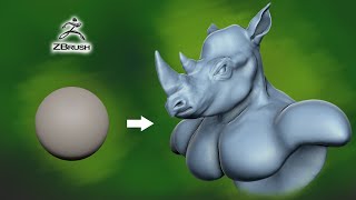 zbrush sculpting timelapse  zbrush sculpting character  RhinoDean [upl. by Yrelav]