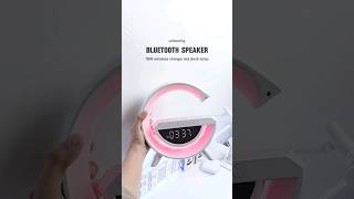 🍑 unboxing bluetooth speaker 15W wireless charger led desk lamp  its so cute speaker moonlamp [upl. by Antony]