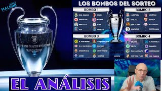 BOMBOS SORTEO DE CHAMPIONS REAL MADRID BARCELONA SEVILLA ATLETI PSG BAYERN MANCHESTER CITY [upl. by Relly]