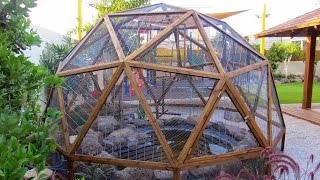 Geodesic Dome from wood construction Stage 4 cage wire inserts [upl. by Aiela638]