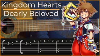 Kingdom Hearts  Dearly Beloved Simple Guitar Tab [upl. by Nottirb]