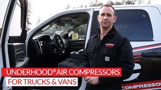 UNDERHOOD Air Compressors For Trucks amp Vans Models From 40 CFM Up To 140 CFM [upl. by Nirrad848]