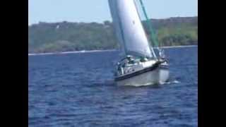 Bayfield B32C sailing with reefed main and staysail [upl. by Abby]