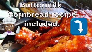 How To Make Buttermilk Cornbread Drunken BBQ Pork Ribs And BBQ Chicken [upl. by Wsan]