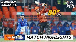 Sunrisers Hyderabad Vs Mumbai Indians IPL 8th Match Highlights 2024  MI vs SRH IPL 2024 Highlights [upl. by Ignatzia]