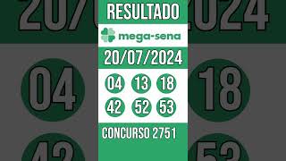 MEGA SENA hoje  20072024  Resultado concurso 2751 [upl. by Ayat774]