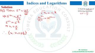 INDICES AND LOGARITHMS Solution to Lesson 2 assignment [upl. by Anelis]