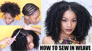 How To Natural Hair Sewin Weave Start to Finish [upl. by Remle]