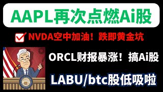 【美股嘉可能】AAPL再次点燃Ai股！NVDA空中加油！LABUBTC股低吸啦！TQQQ SPY AMZN SOXL PANW DDOG PINS MSFT NFLX COIN SNOW ENPH [upl. by Orose]