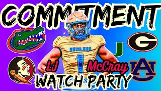 LJ McCray COMMITMENT WATCH PARTY 5 Star DL Gators FSU UGA Miami Auburn [upl. by Kuster937]