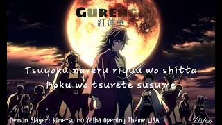 Gurenge LiSA  Kimetsu no Yaiba Demon Slayer lyrics [upl. by Kataway]