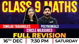 Class 9 Maths Christmas Exam  Similar Triangles  PolynomialsCircle Measures  Exam Winner [upl. by Enomsed]