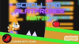 Scrolling Platformer Game on Scratch Pt 2  Scratch Coding Tutorial  Easy to Do [upl. by Namrac]