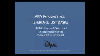 Purdue OWL APA Formatting Reference List Basics [upl. by Iiette533]