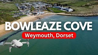 Stunning Drone Footage Bowleaze Cove Weymouth beach Bowleaze fair and the Riviera hotel [upl. by Enyawad]