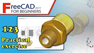 FreeCAD 021 Beginners tutorial practical exercise 123 PartDesign Fasteners Part [upl. by Zanas]