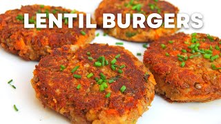 Vegan Lentil Burger Recipe  How To Make Lentil Burgers  The Best Lentil Recipe Ever [upl. by Stearne]