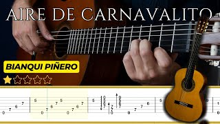 AIRE DE CARNAVALITO Danza norteña 🎸 G Bianqui Piñero  Tutorial para Guitarra Clásica  TABS [upl. by Oiled529]