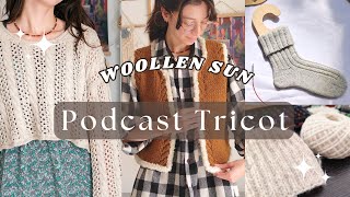 ✶ 28 PODCAST TRICOT  Kylie Fluffy Vest Bonnet Chaussettes DK ✶ [upl. by Tapes]