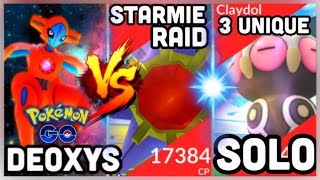 DISAPPOINTING LEVEL 40 DEOXYS VS STARMIE RAID IN POKEMON GO  CLAYDOL SOLO 3 UNIQUE POKEMON ONLY [upl. by Ikceb]