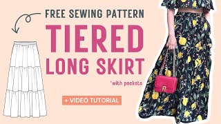 Ultra Feminine Tiered Skirt Pattern FREE Printable PDF Pattern  How To Sew Guide [upl. by Agrippina852]