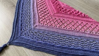 VELA FLOWER SHAWL  TRIANGLE SHAWL CROCHET PATTERN FREE [upl. by Aholla]