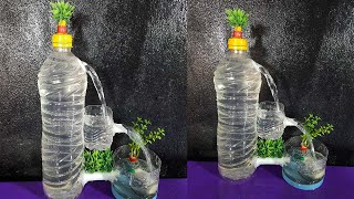 Plastic bottle waterfall fountain making easy at home  Fountain Craft idea [upl. by Darrill]