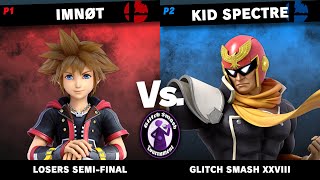 Glitch Smash XXVIII  ImNøt Sora vs Kid Spectre Captain Falcon  Losers SemiFinal [upl. by Legnaros231]