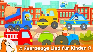 Auto Kinderlied  12 Fahrzeuge für Kinder  Kipplaster Polizei Traktor Feuerwehr Müllauto uvm [upl. by Britte402]