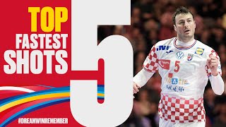 Top 5 Fastest Shots  Day 17  Mens EHF EURO 2020 [upl. by Naitsabes630]