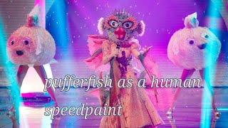 pufferfish as a human speedpaintmasked singer [upl. by Aniloj]