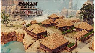 Conan Exiles Update 30 age of sorcery  how to build a simple beginner village Battle pass Season1 [upl. by Arondell]