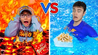 MANGER DES ALIMENTS CHAUDS vs DES ALIMENTS FROIDS PENDANT 24H  Hot vs Cold Challenge Swan VS Néo [upl. by Skillern]