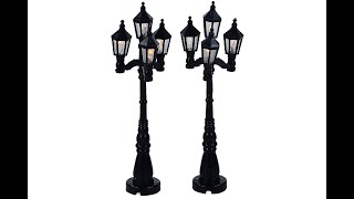 Victorian Like Lamp Post 4 LED Lantern Christmas Village Figurines [upl. by Kacey]