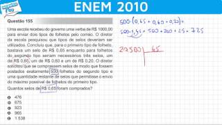 ENEM 2010 Matemática 20  Expressão Numérica e Compra de Selos com pegadinha [upl. by Rammaj]