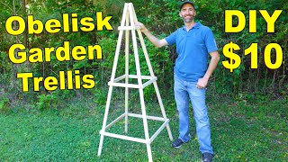 How to Make a Obelisk Garden Trellis for 10  Simple DIY [upl. by Barbuto]