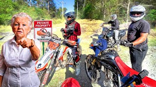 KAREN CALLS 911 TO STOP US FROM TRESPASSING ON DIRT BIKES [upl. by Hunsinger]