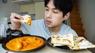 Butter Chicken amp Garlic Naan  MUKBANG [upl. by Hplar]