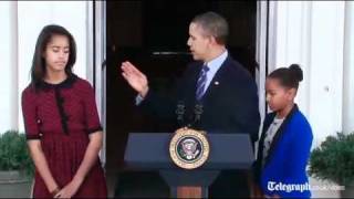 US President Barack Obama pardons Thanksgiving turkey [upl. by Hyps242]