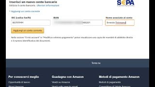 Amazon come collegare il conto bancario per i pagamenti [upl. by Alleynad]