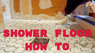 Easy quick way to install mosaic tile on a shower floor [upl. by Hector367]