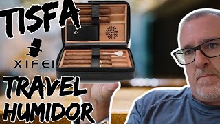 TISFA leather Travel Humidor with Lighter amp Cutter INCLUDED xifeicigaraccessory [upl. by Ayikan]