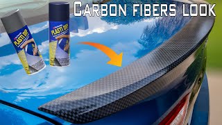 How to Create carbon fiber look with plasti dipHow to use Plasti dip on your carPainting spoiler [upl. by Ayekan203]